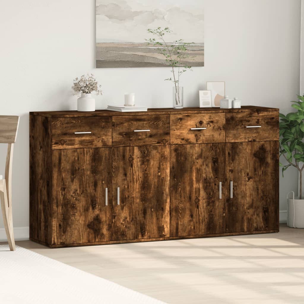 Skjenker 2 stk røkt eik 79x38x80 cm konstruert tre