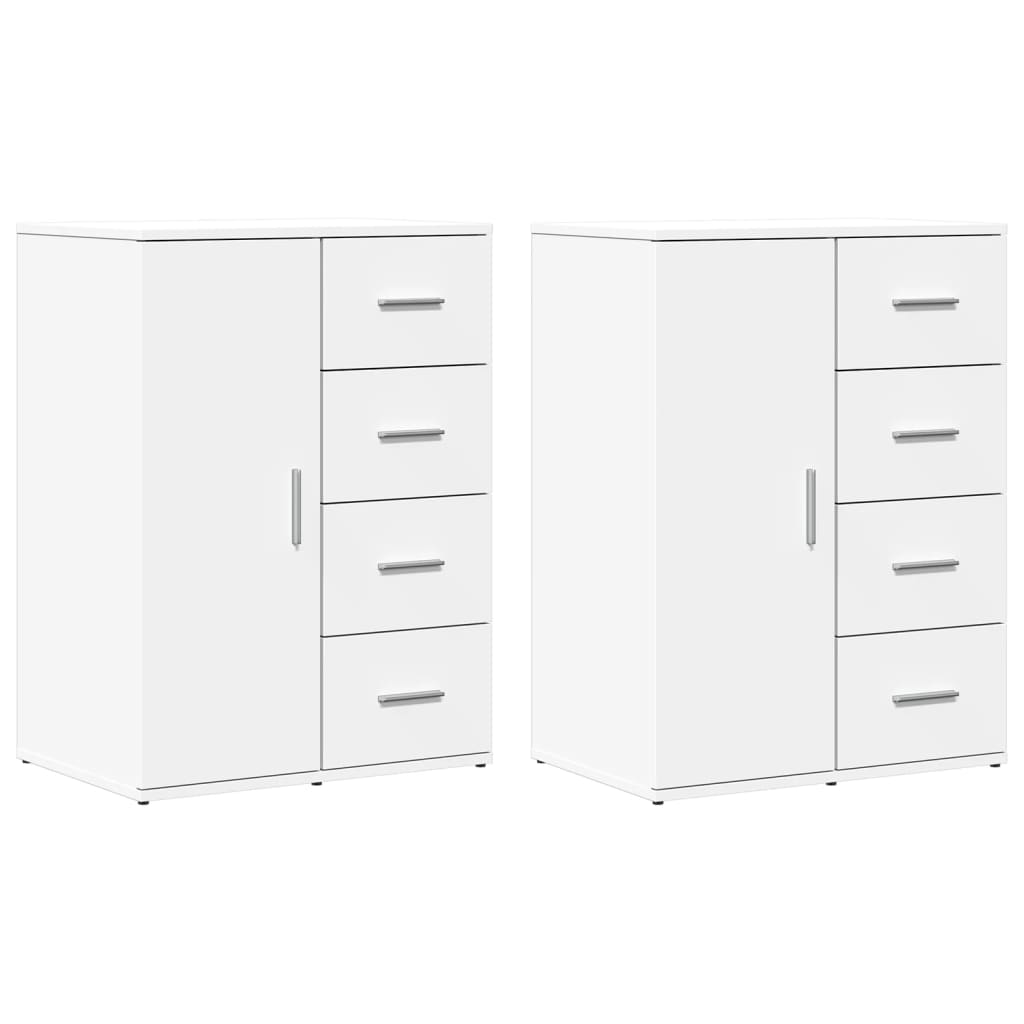 Skjenker 2 stk hvit 59x39x80 cm konstruert tre