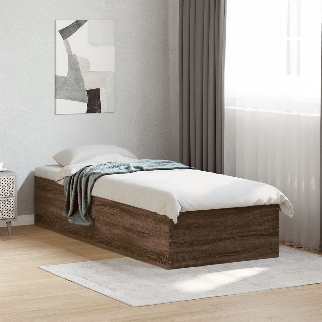Sengeramme uten madrass brun eik 75x190 cm konstruert tre