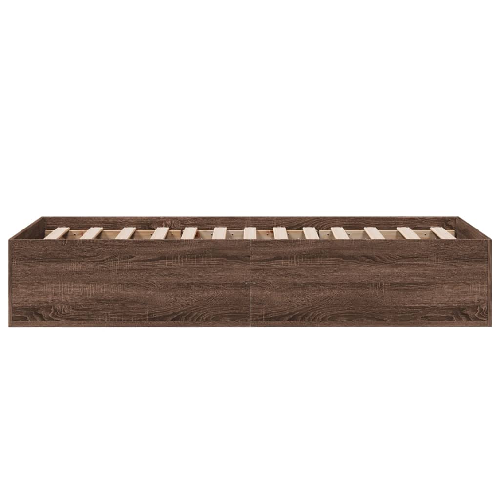 Sengeramme uten madrass brun eik 75x190 cm konstruert tre