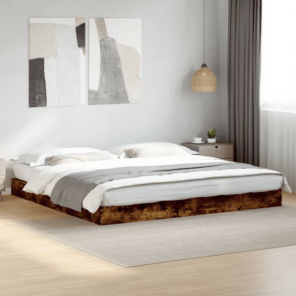 Sengeramme uten madrass røkt eik 180x200 cm konstruert tre