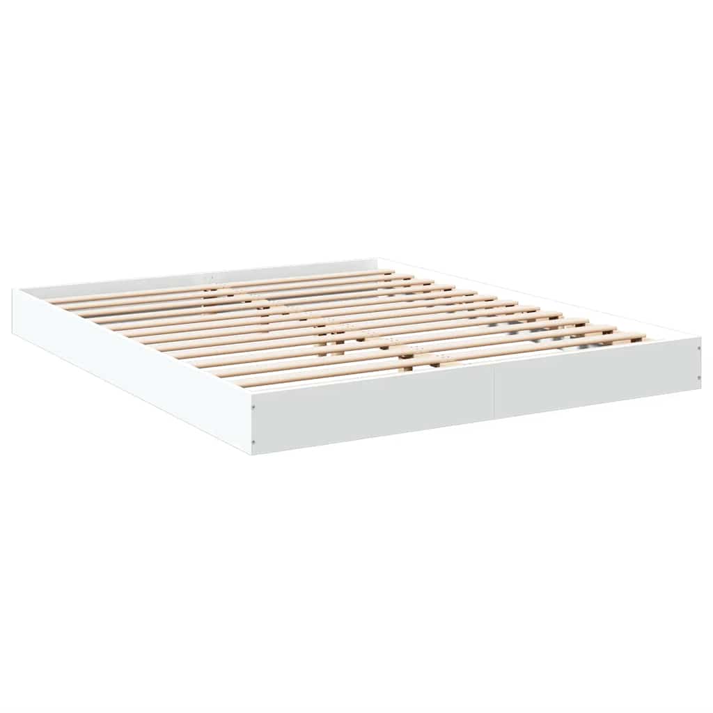 Sengeramme hvit 150x200 cm konstruert tre