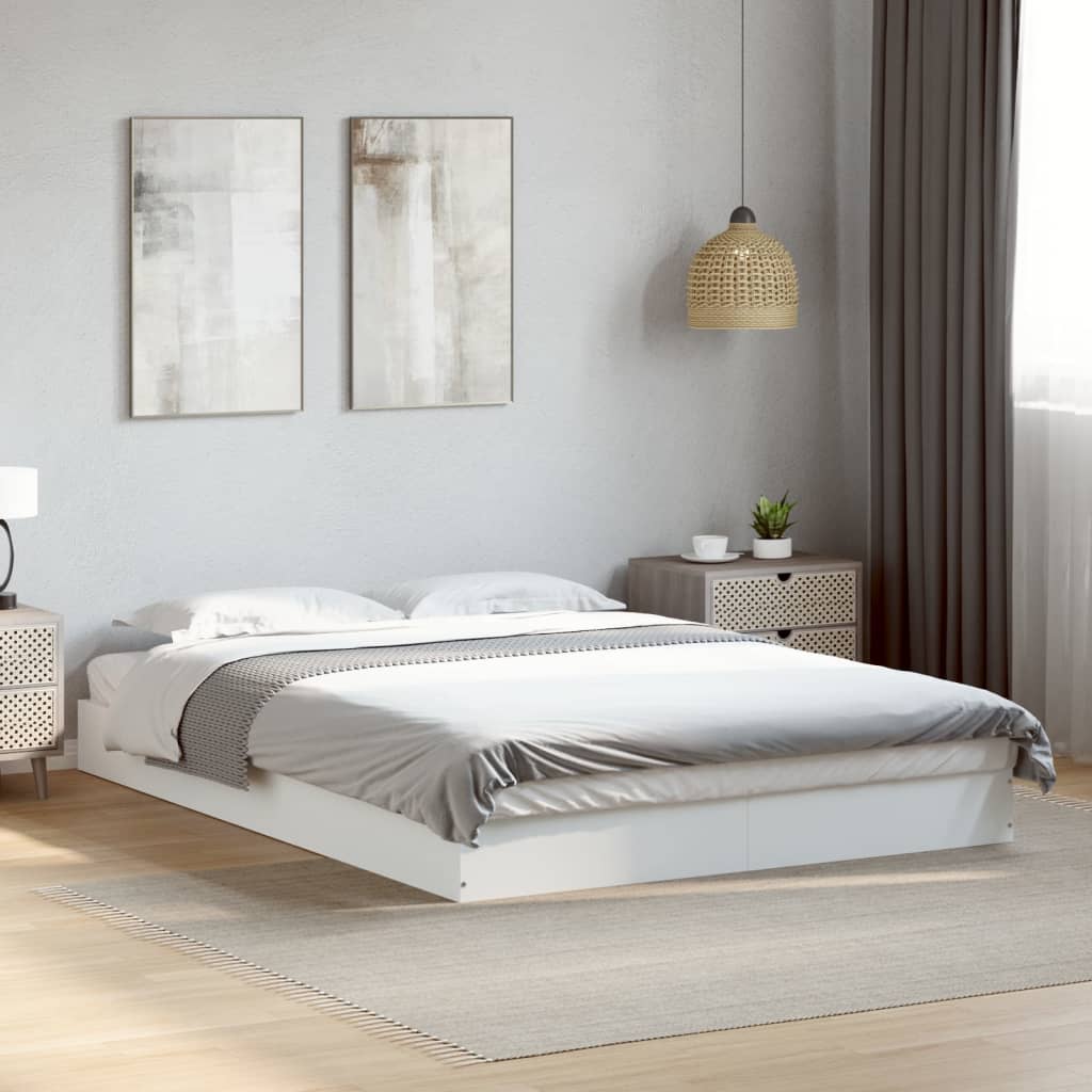 Sengeramme hvit 135x190 cm konstruert tre