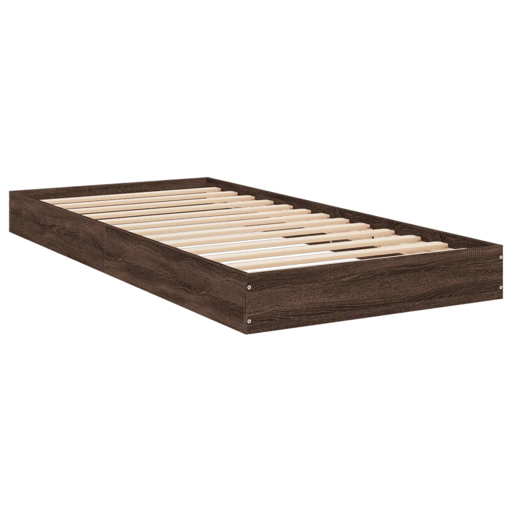 Sengeramme uten madrass brun eik 75x190 cm konstruert tre