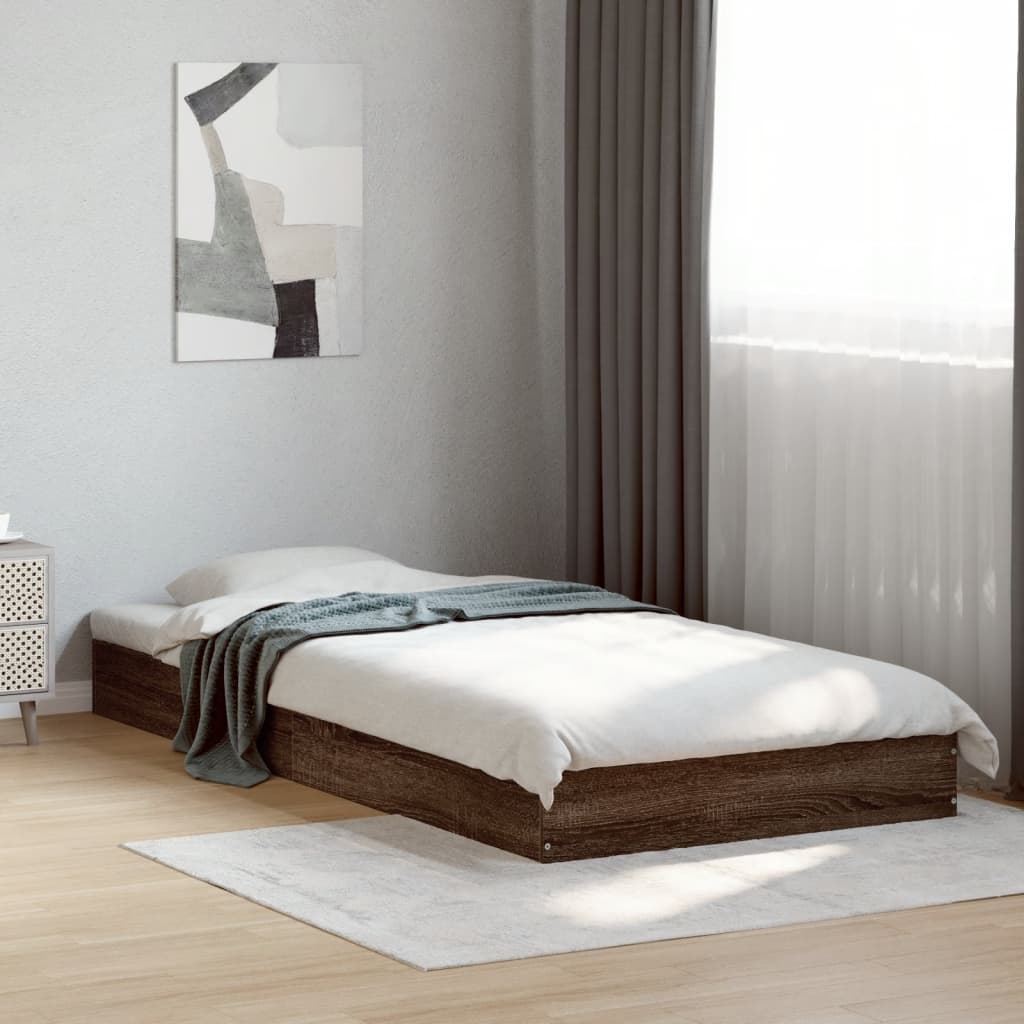 Sengeramme uten madrass brun eik 75x190 cm konstruert tre