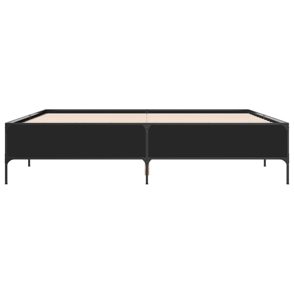 Sengeramme svart 200x200 cm konstruert tre og metall