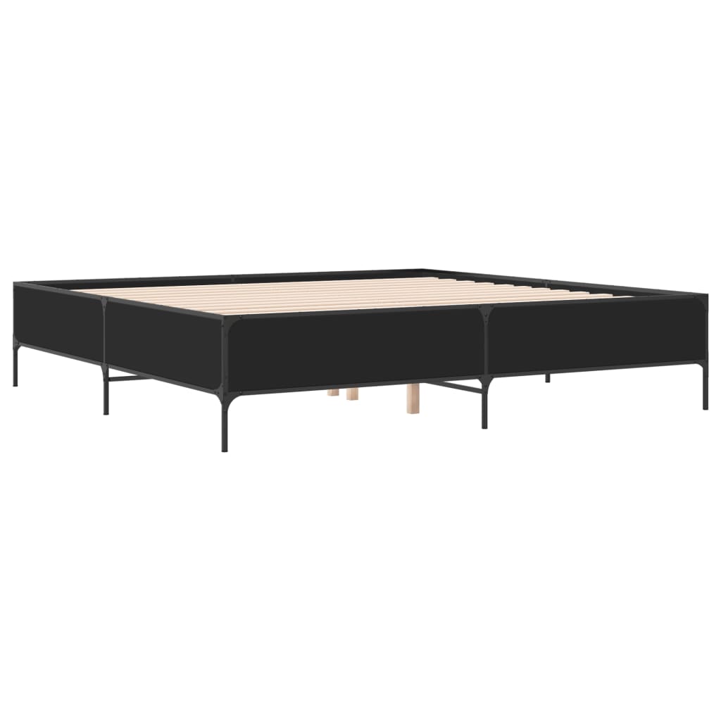 Sengeramme svart 180x200 cm konstruert tre og metall