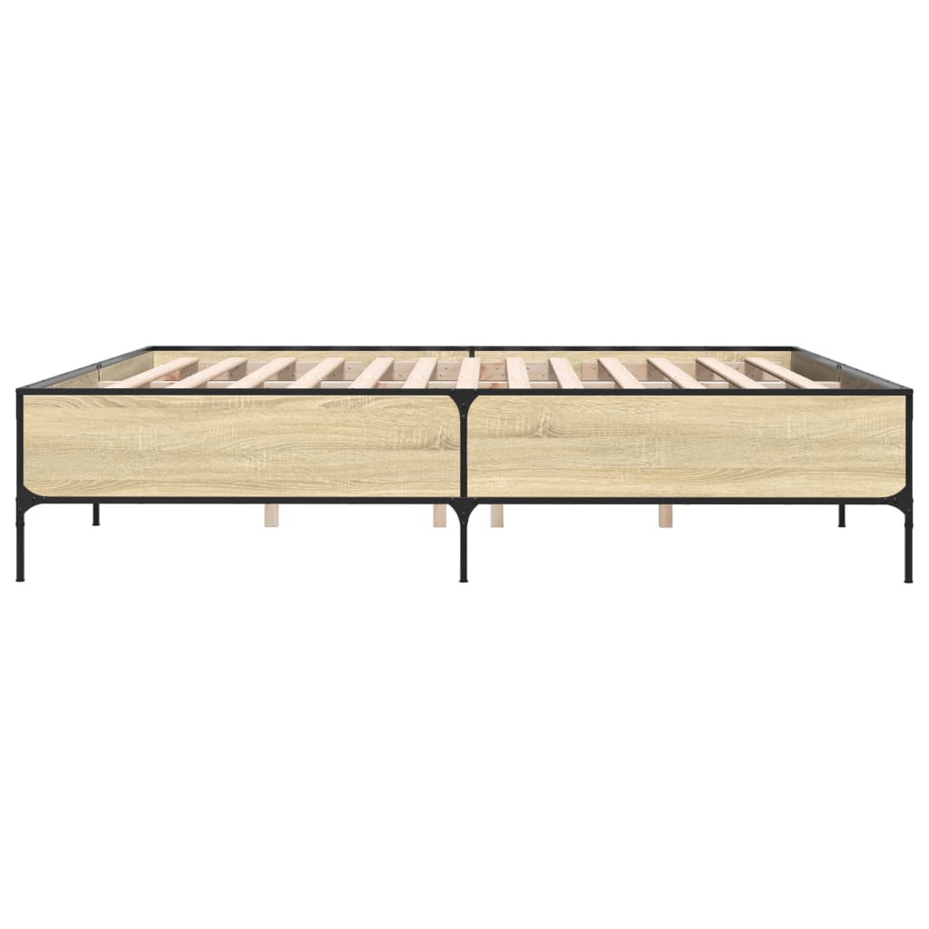Sengeramme sonoma eik 180x200 cm konstruert tre og metall