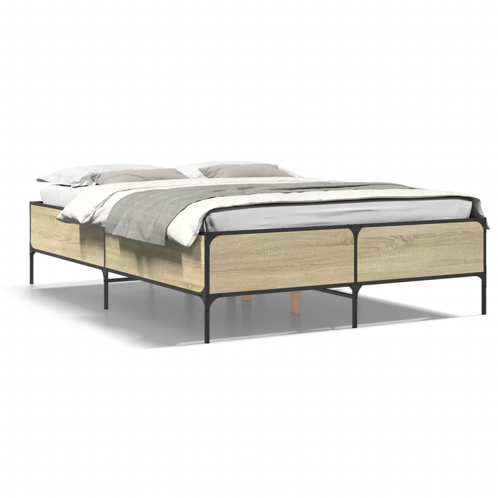 Sengeramme sonoma eik 160x200 cm konstruert tre og metall