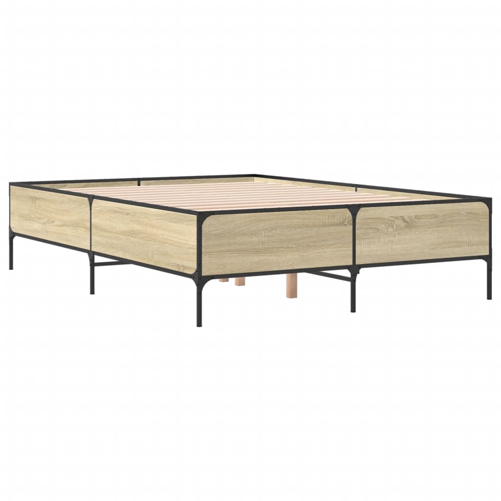 Sengeramme sonoma eik 160x200 cm konstruert tre og metall