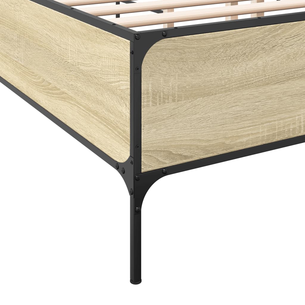 Sengeramme sonoma eik 160x200 cm konstruert tre og metall