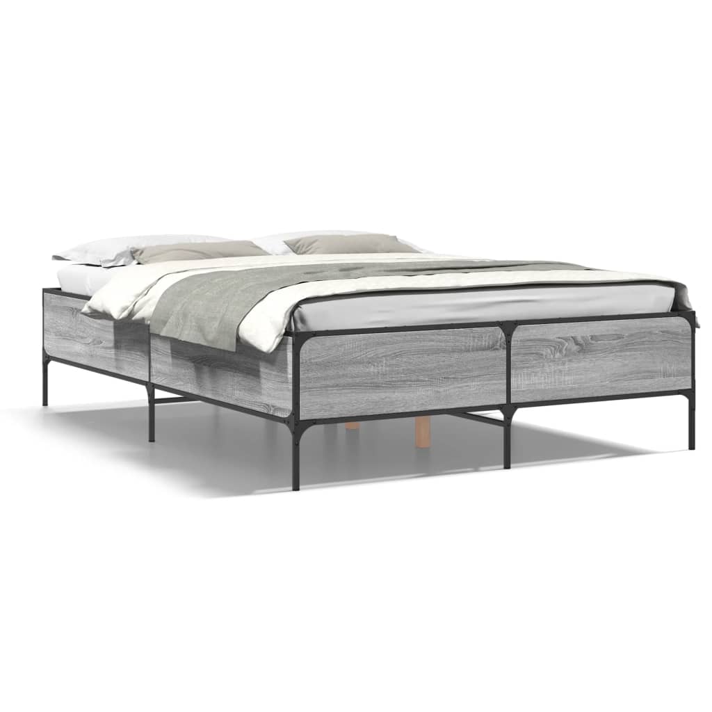Sengeramme sonoma eik 160x200 cm konstruert tre og metall