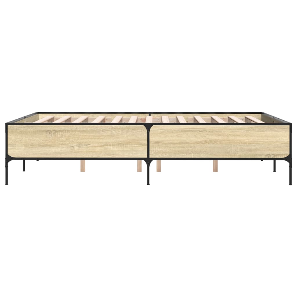 Sengeramme sonoma eik 150x200 cm konstruert tre og metall