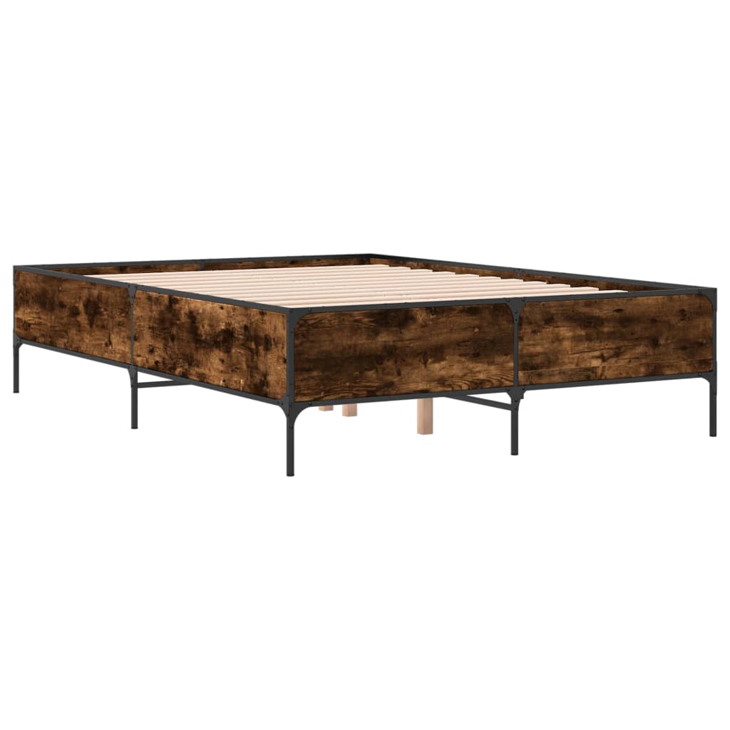 Sengeramme røkt eik 150x200 cm konstruert tre og metall