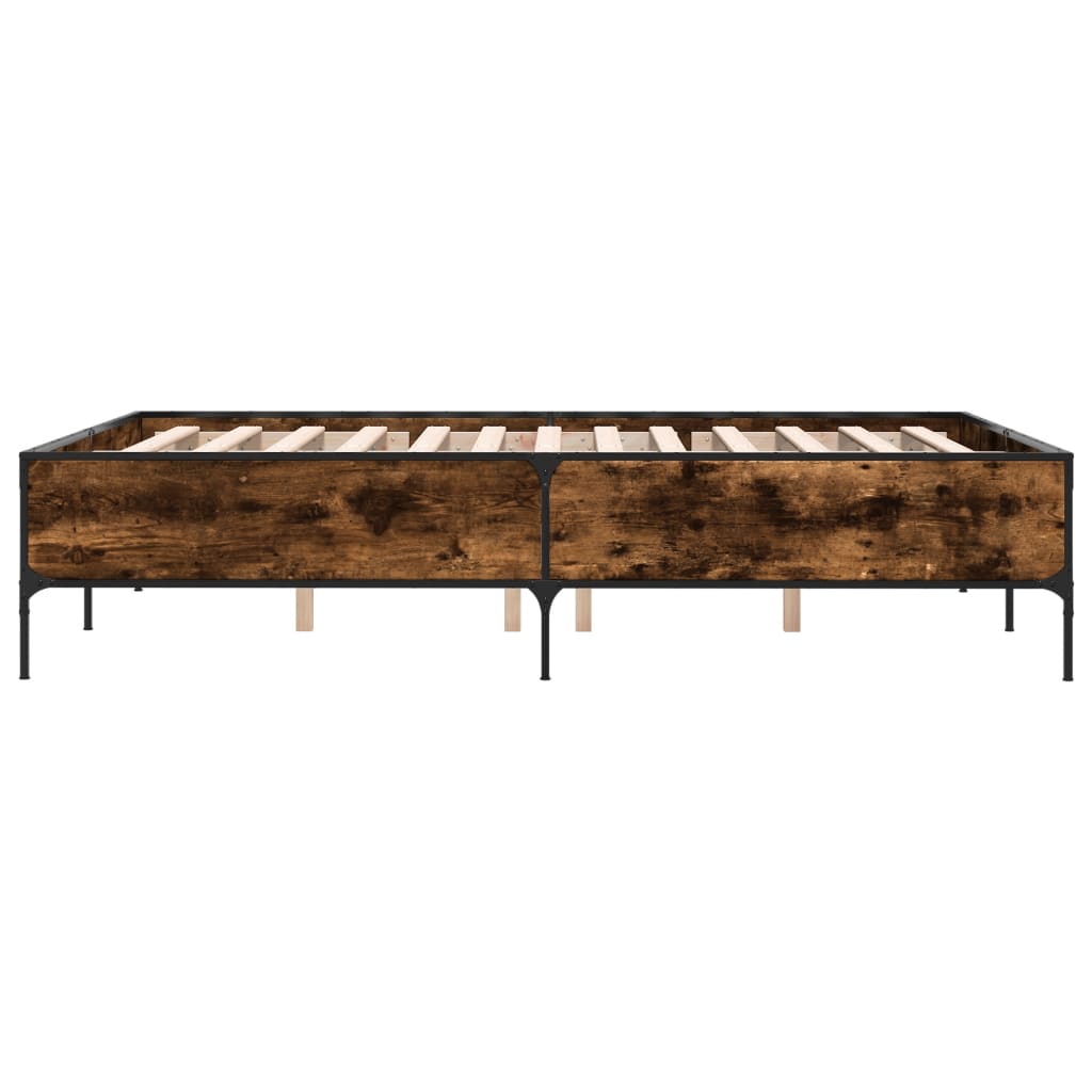 Sengeramme røkt eik 150x200 cm konstruert tre og metall