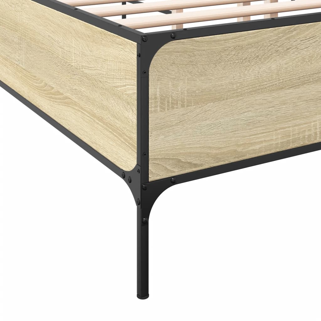 Sengeramme sonoma eik 140x200 cm konstruert tre og metall