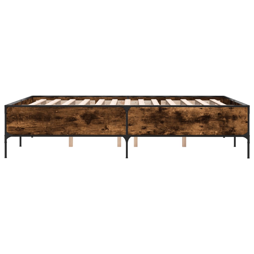 Sengeramme røkt eik 120x200 cm konstruert tre og metall