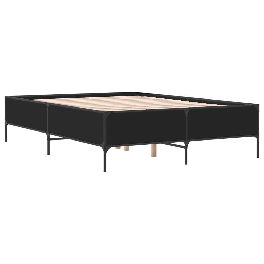 Sengeramme svart 140x190 cm konstruert tre og metall