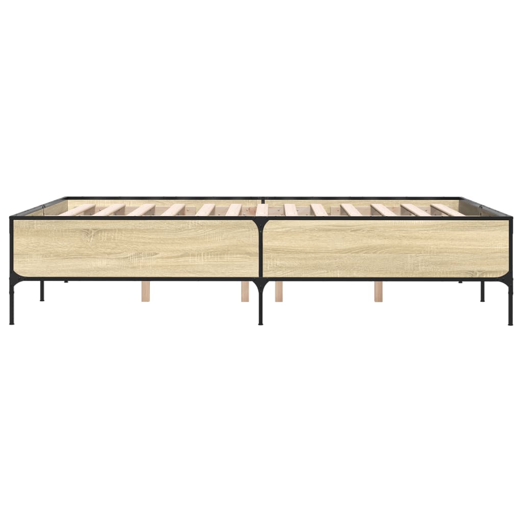 Sengeramme sonoma eik 140x190 cm konstruert tre og metall