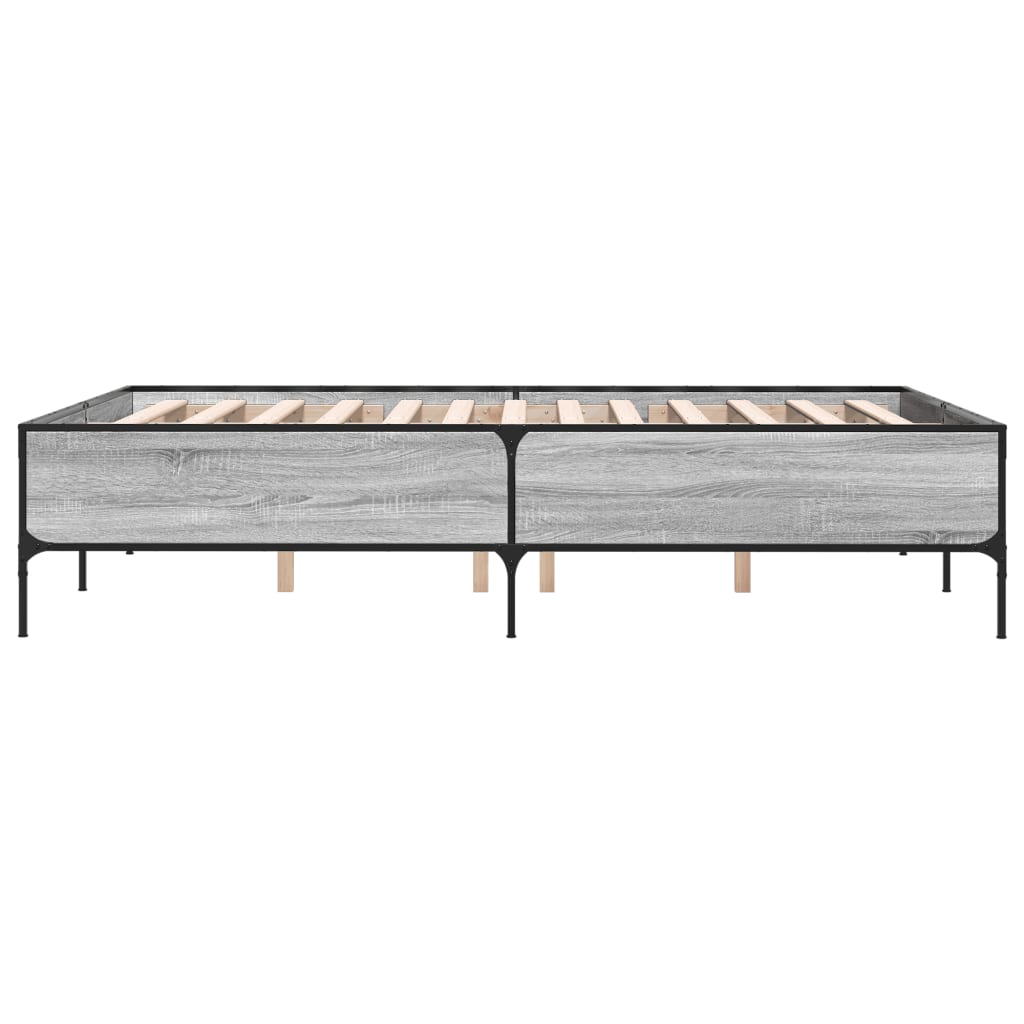 Sengeramme grå sonoma 140x190 cm konstruert tre og metall