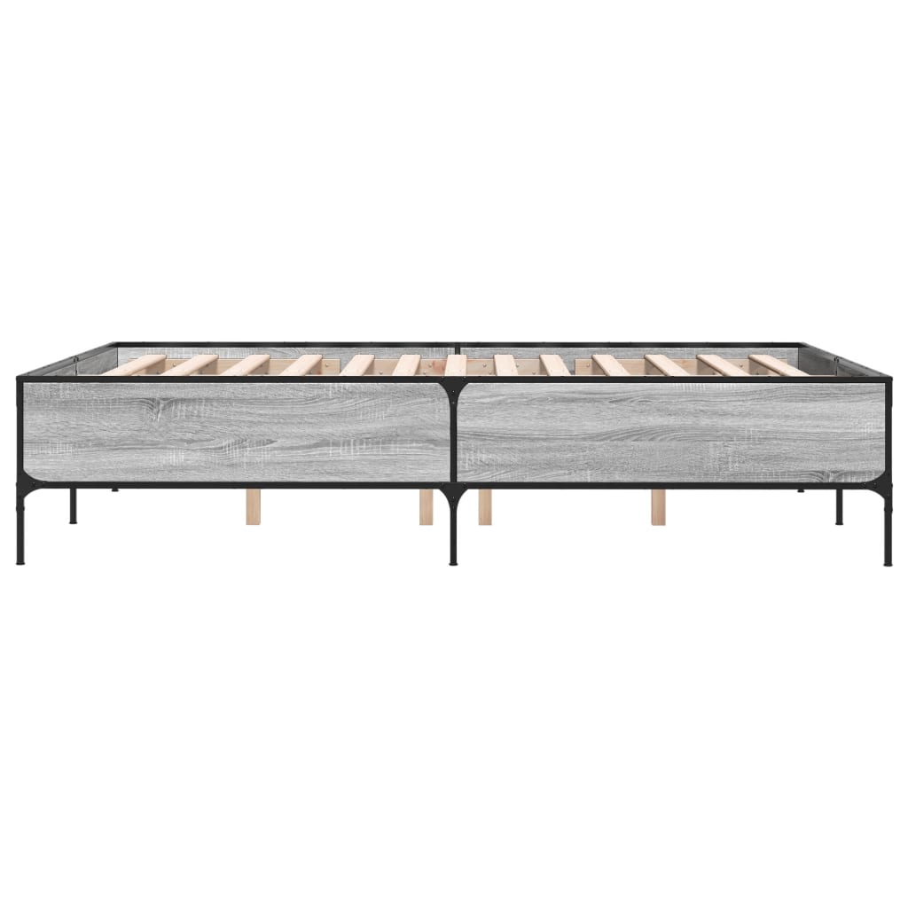 Sengeramme grå sonoma 135x190 cm konstruert tre og metall