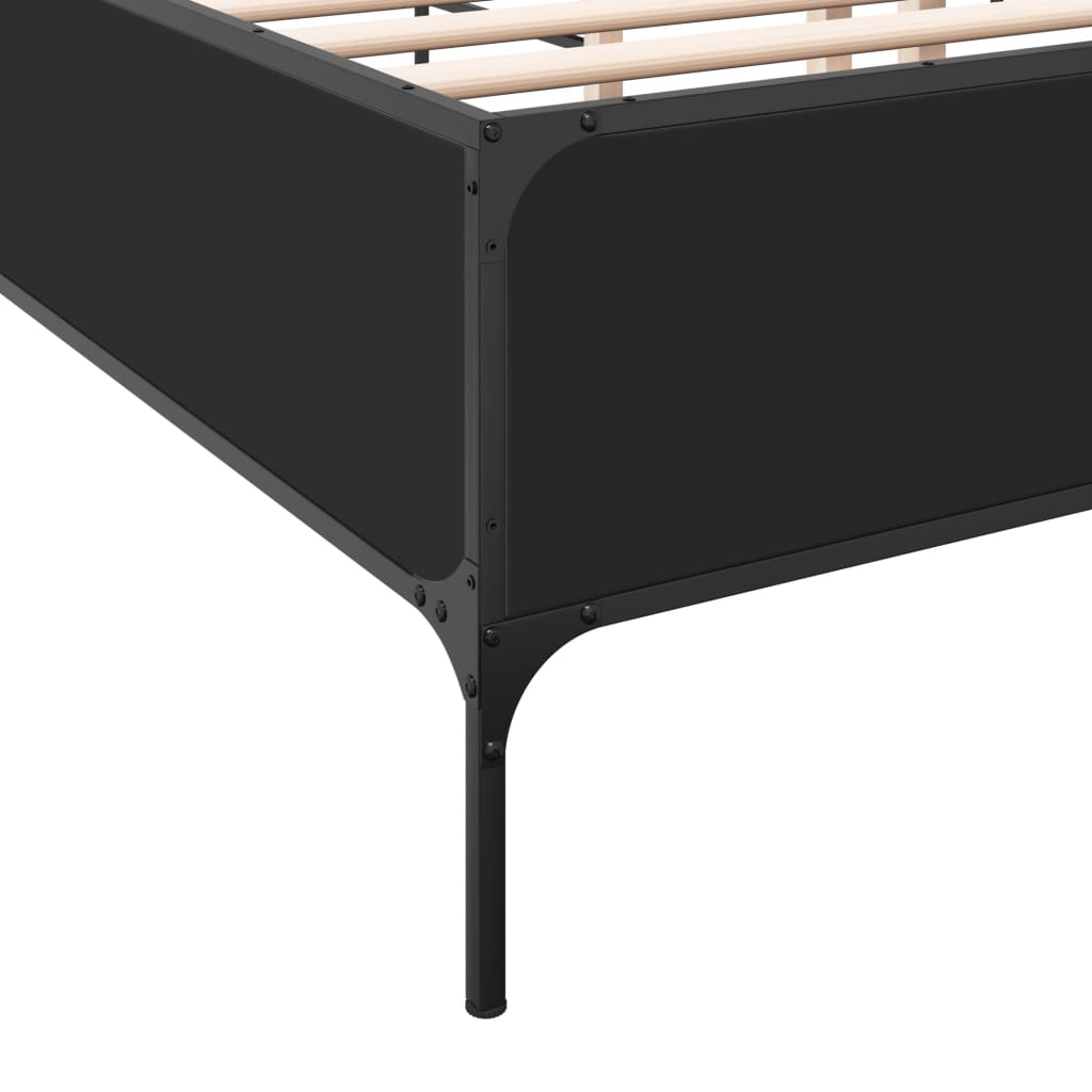 Sengeramme svart 120x190 cm konstruert tre og metall