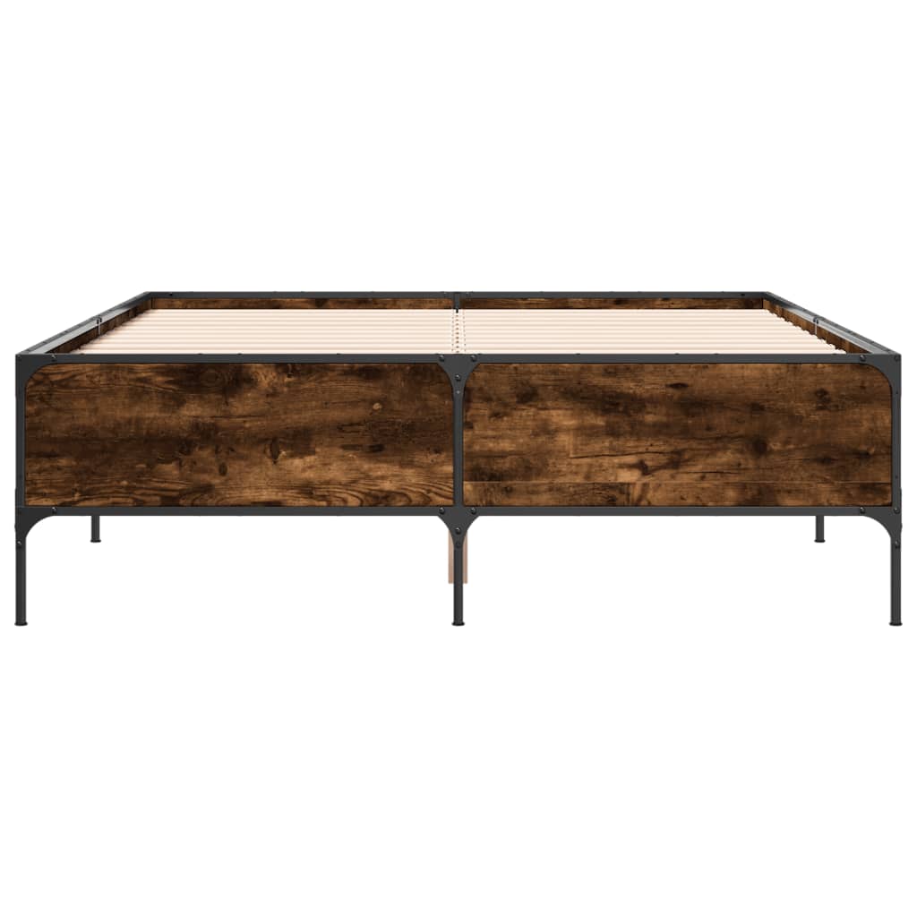 Sengeramme røkt eik 120x190 cm konstruert tre og metall