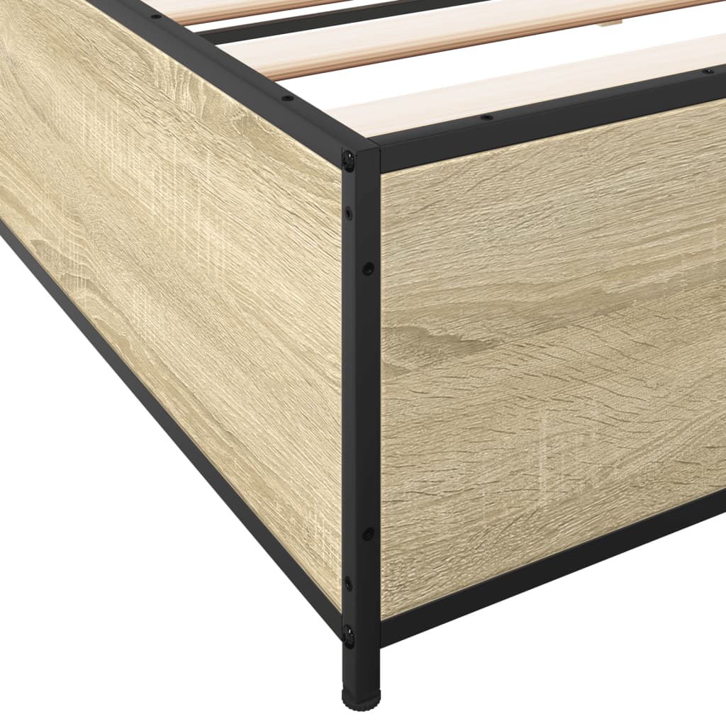 Sengeramme sonoma eik 200x200 cm konstruert tre og metall
