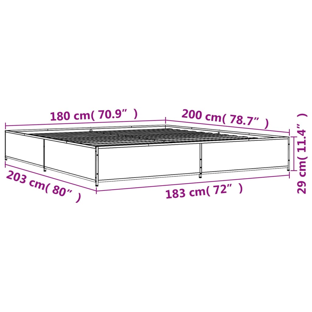 Sengeramme sonoma eik 180x200 cm konstruert tre og metall
