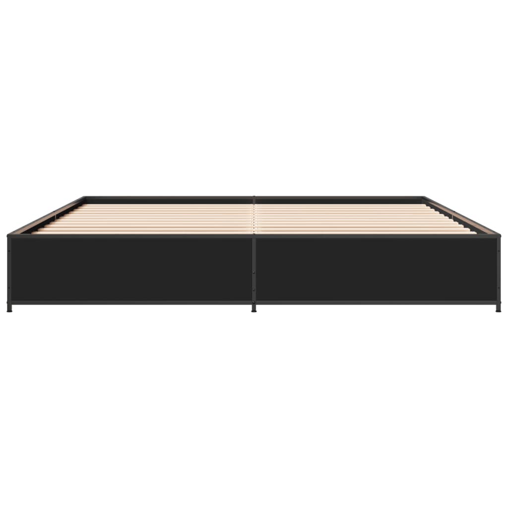Sengeramme svart 160x200 cm konstruert tre og metall