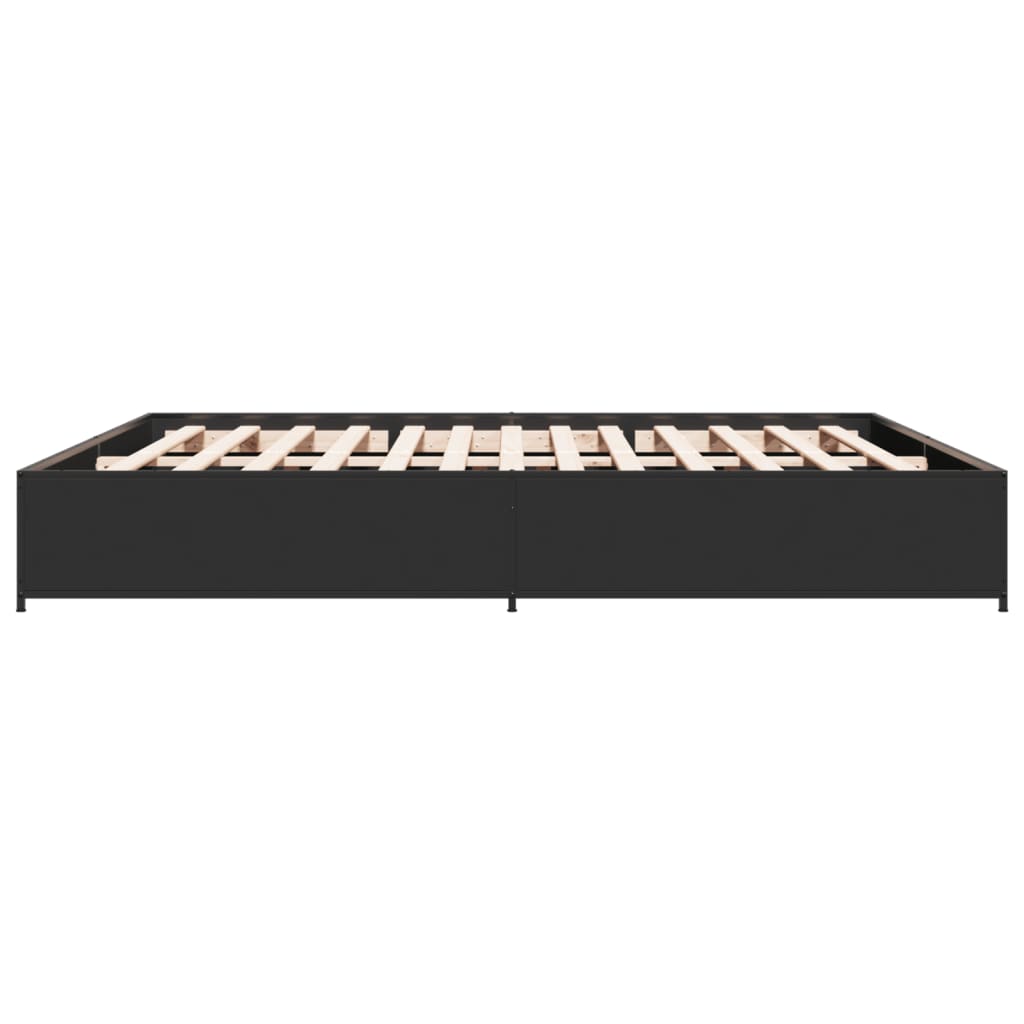Sengeramme svart 160x200 cm konstruert tre og metall