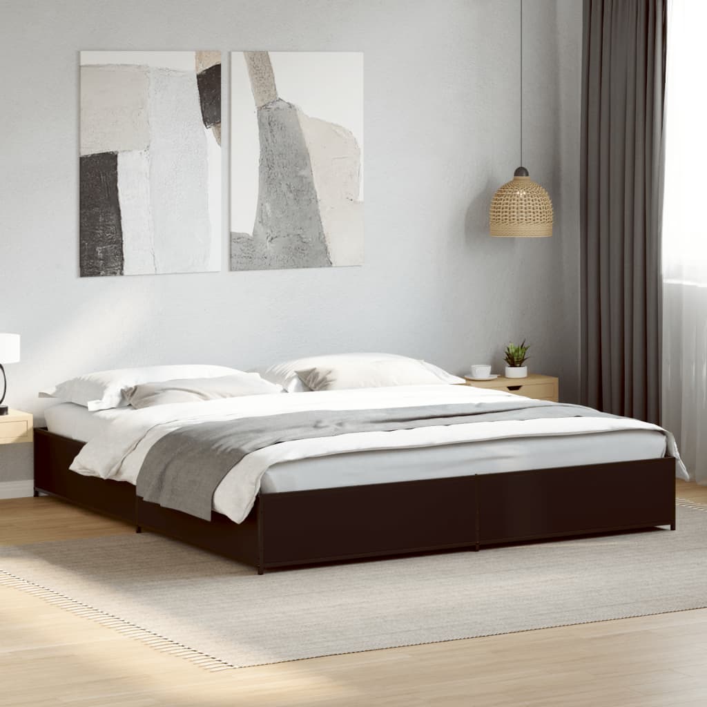 Sengeramme svart 160x200 cm konstruert tre og metall