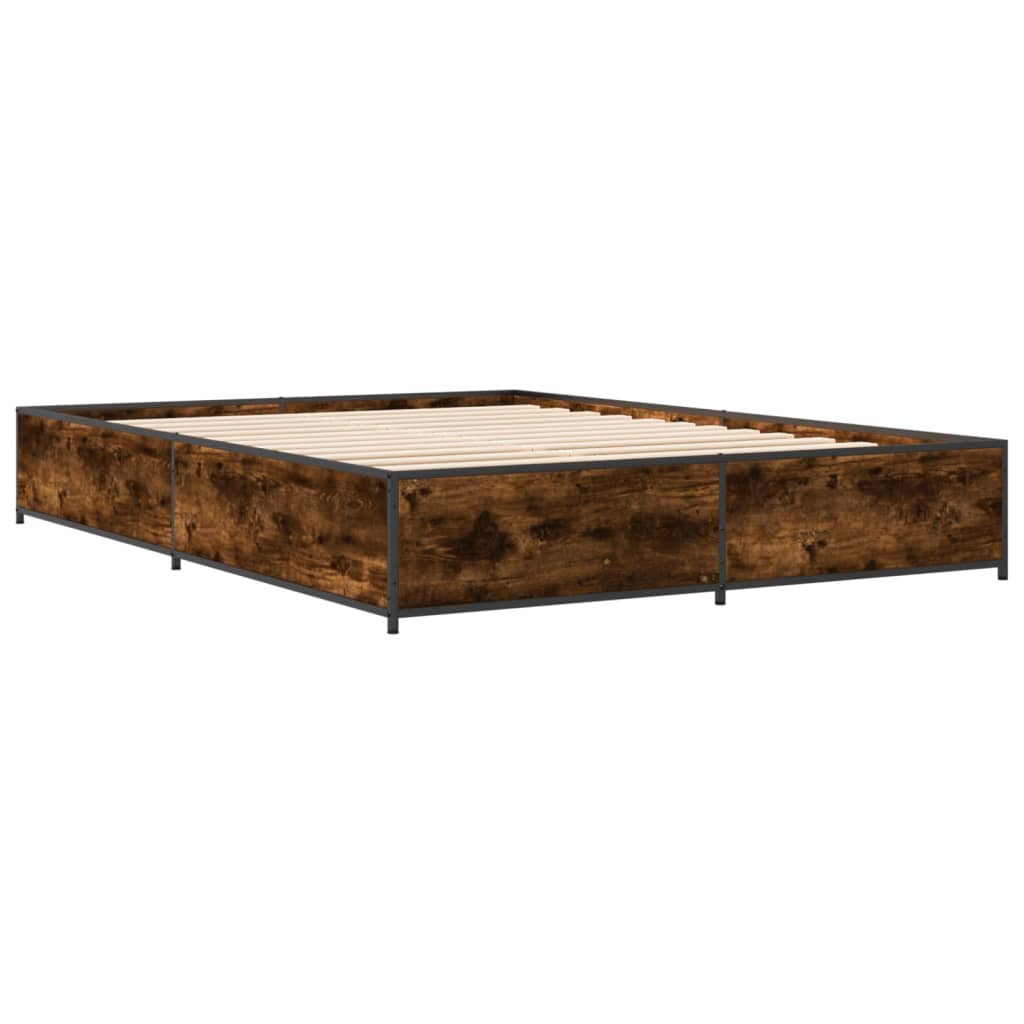 Sengeramme røkt eik 140x200 cm konstruert tre og metall