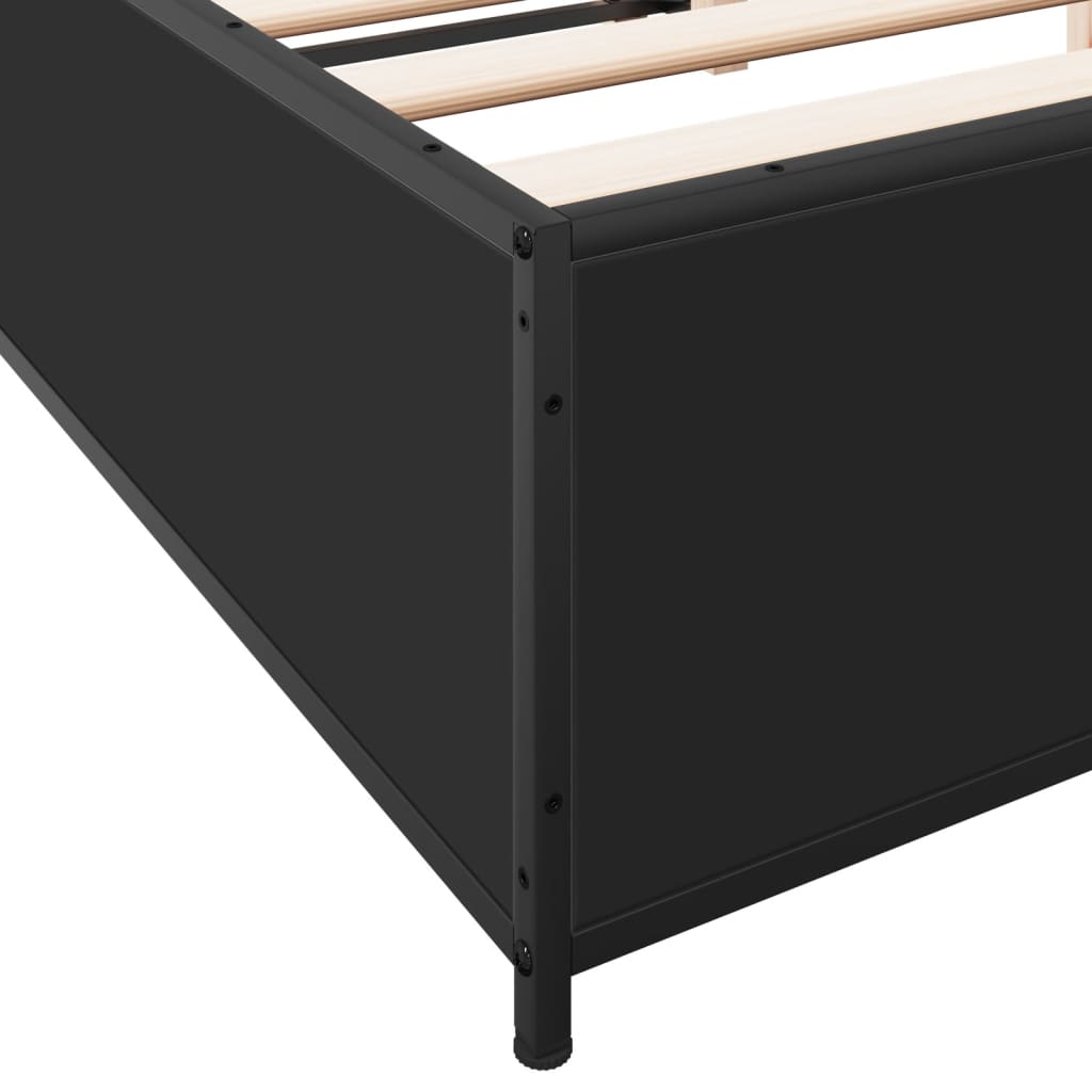 Sengeramme svart 120x200 cm konstruert tre og metall