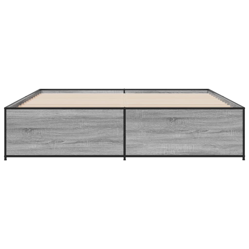 Sengeramme grå sonoma 200x200 cm konstruert tre og metall