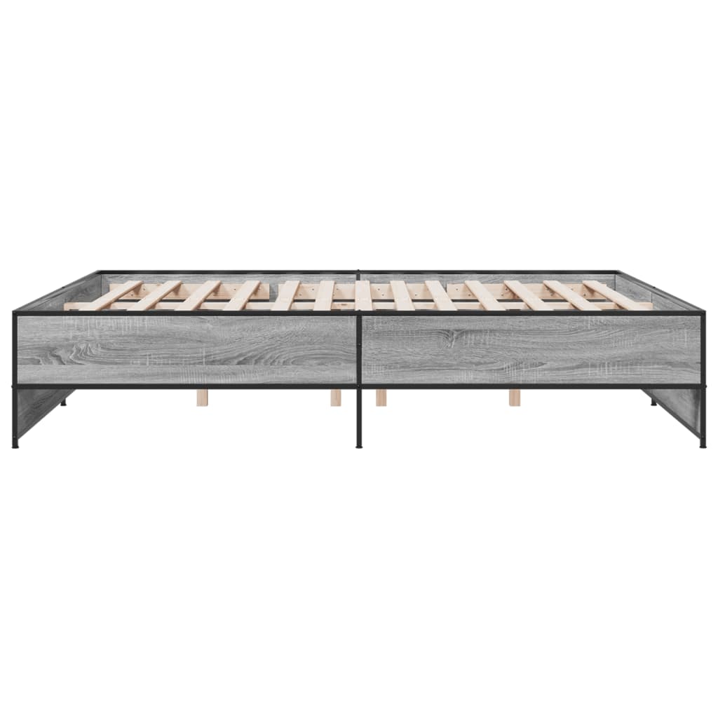 Sengeramme grå sonoma 200x200 cm konstruert tre og metall