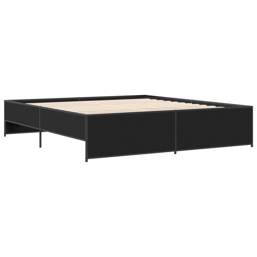 Sengeramme svart 180x200 cm konstruert tre og metall