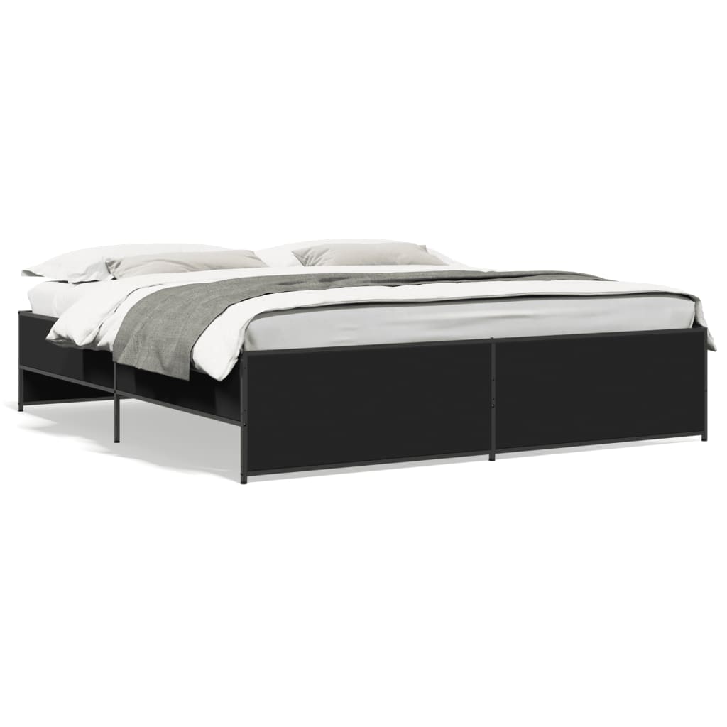 Sengeramme svart 180x200 cm konstruert tre og metall