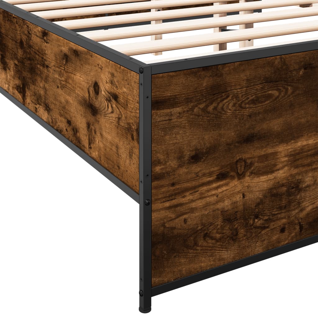 Sengeramme røkt eik 180x200 cm konstruert tre og metall