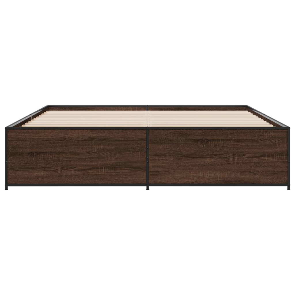 Sengeramme brun eik 180x200 cm konstruert tre og metall