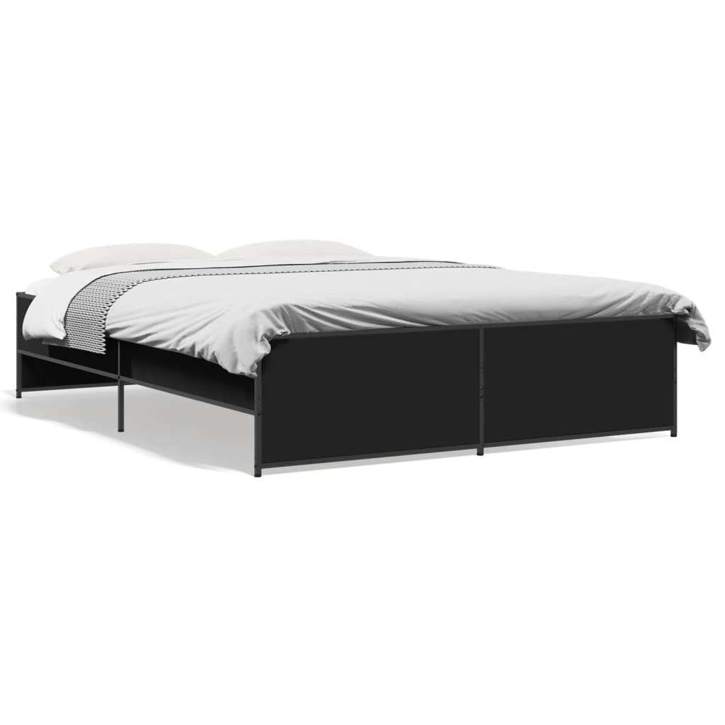 Sengeramme svart 160x200 cm konstruert tre og metall