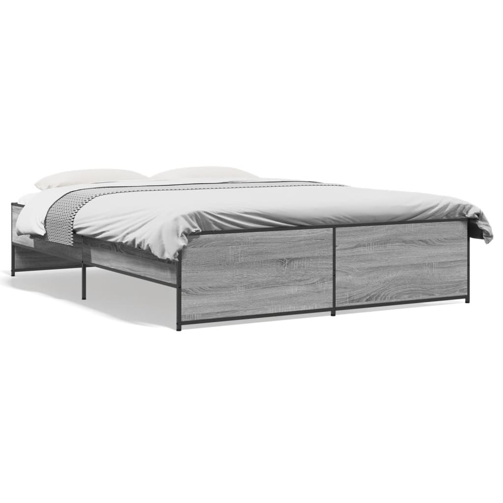 Sengeramme sonoma eik 160x200 cm konstruert tre og metall