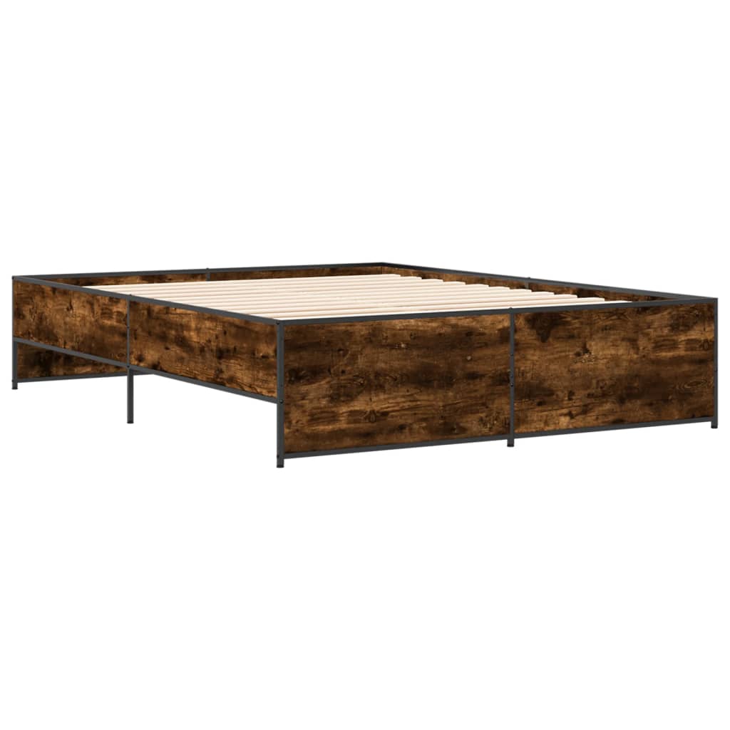 Sengeramme røkt eik 150x200 cm konstruert tre og metall