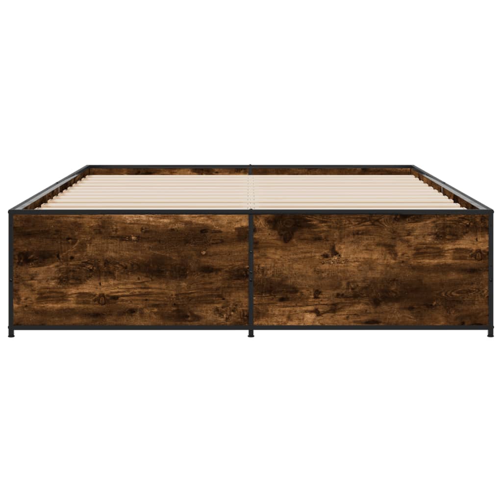 Sengeramme røkt eik 150x200 cm konstruert tre og metall