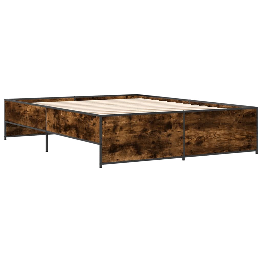Sengeramme røkt eik 150x200 cm konstruert tre og metall