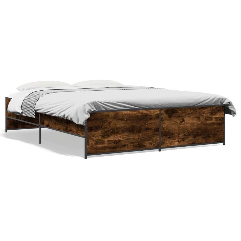 Sengeramme røkt eik 150x200 cm konstruert tre og metall