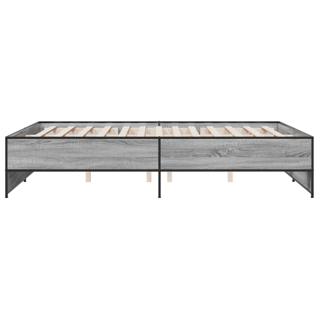 Sengeramme grå sonoma 150x200 cm konstruert tre og metall