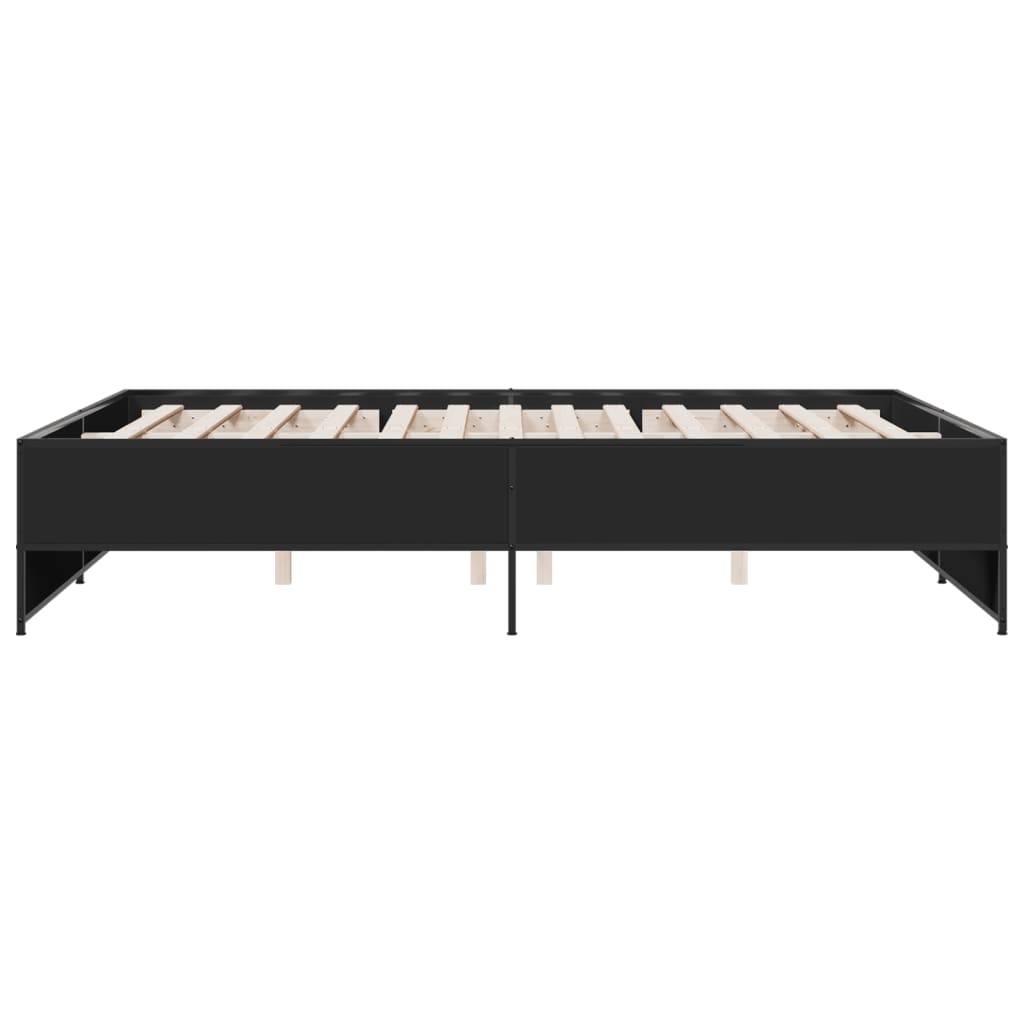 Sengeramme svart 140x200 cm konstruert tre og metall