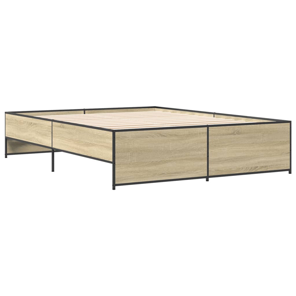 Sengeramme sonoma eik 140x200 cm konstruert tre og metall