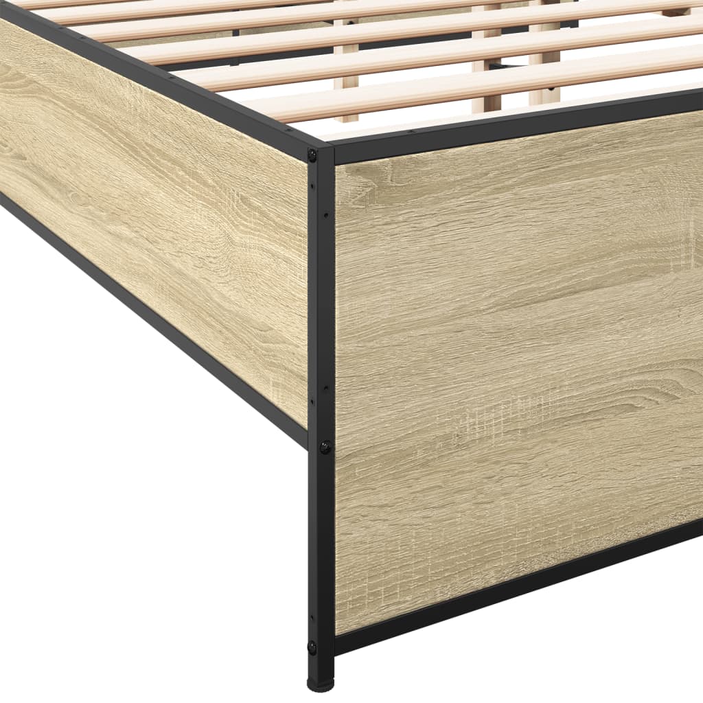 Sengeramme sonoma eik 140x200 cm konstruert tre og metall